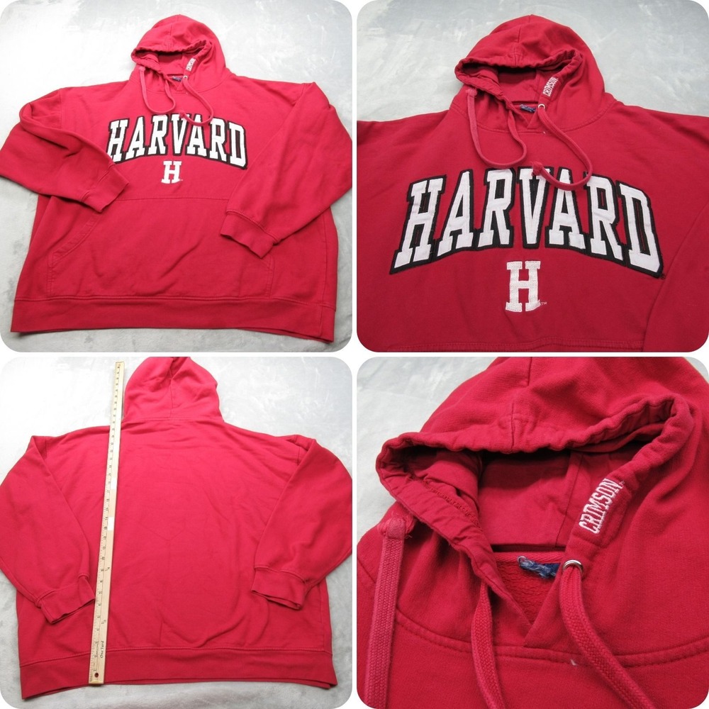 Harvard Hoodie Mens XL Crimson Red Pockets‎ Heavyweight Pullover Sweatshirt NCAA